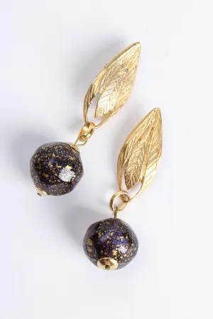 Leaf Ball Drop Earrings