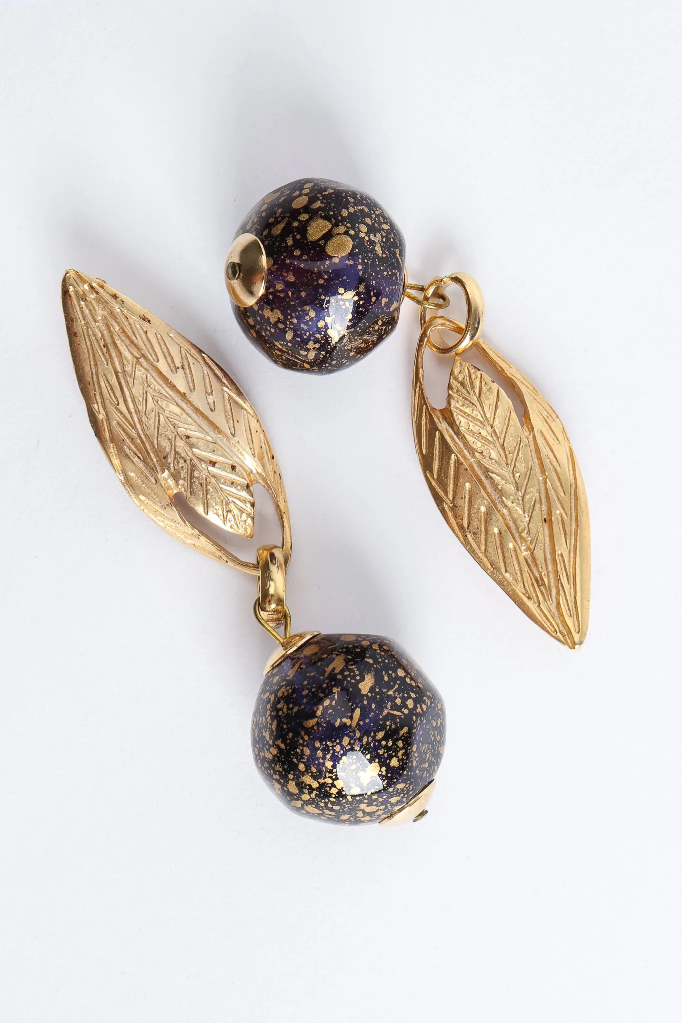 Leaf Ball Drop Earrings