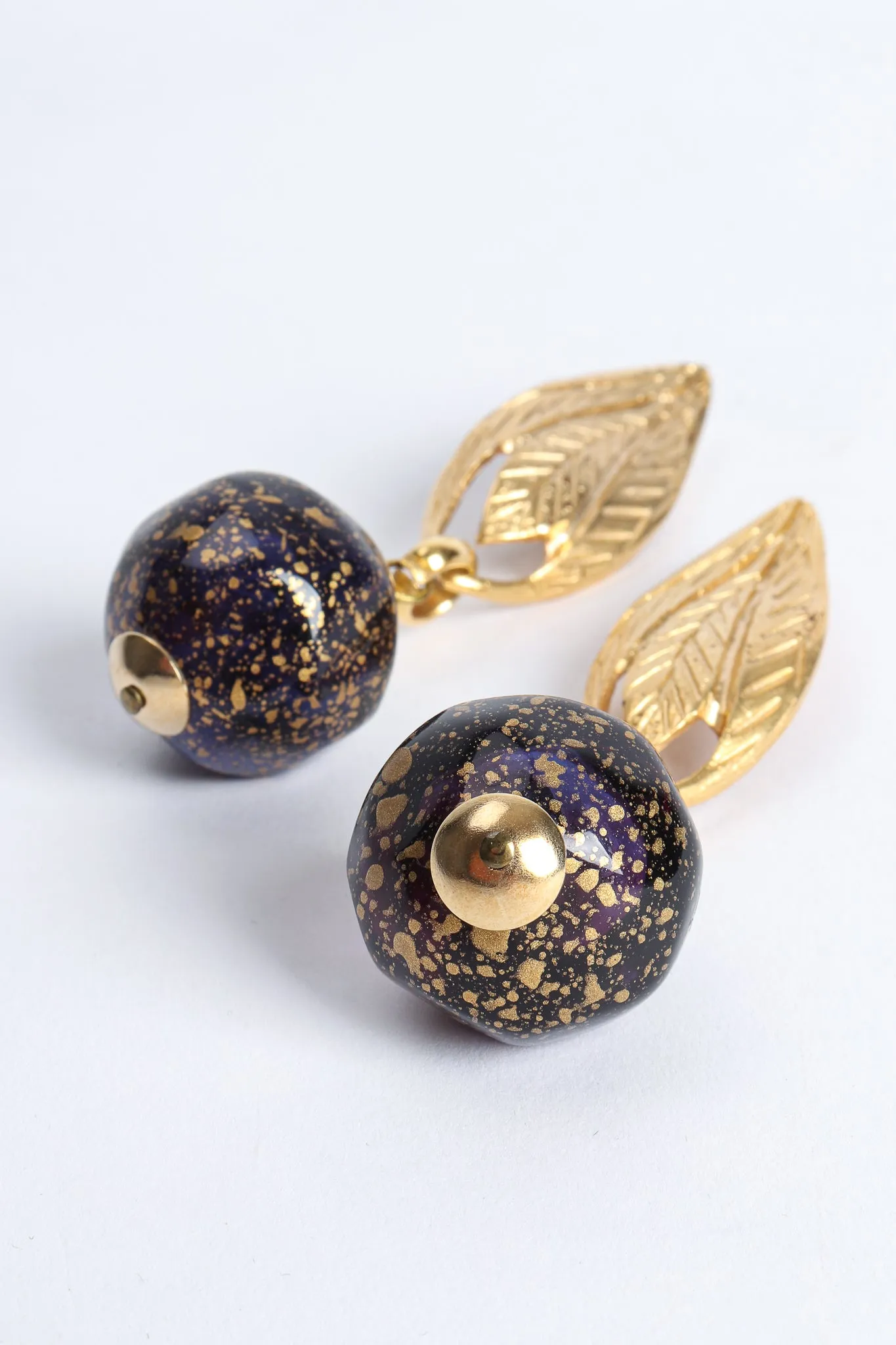 Leaf Ball Drop Earrings