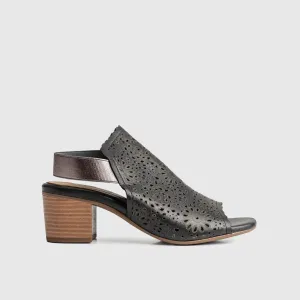 Leather Comfort High Heel Sandal Black 202