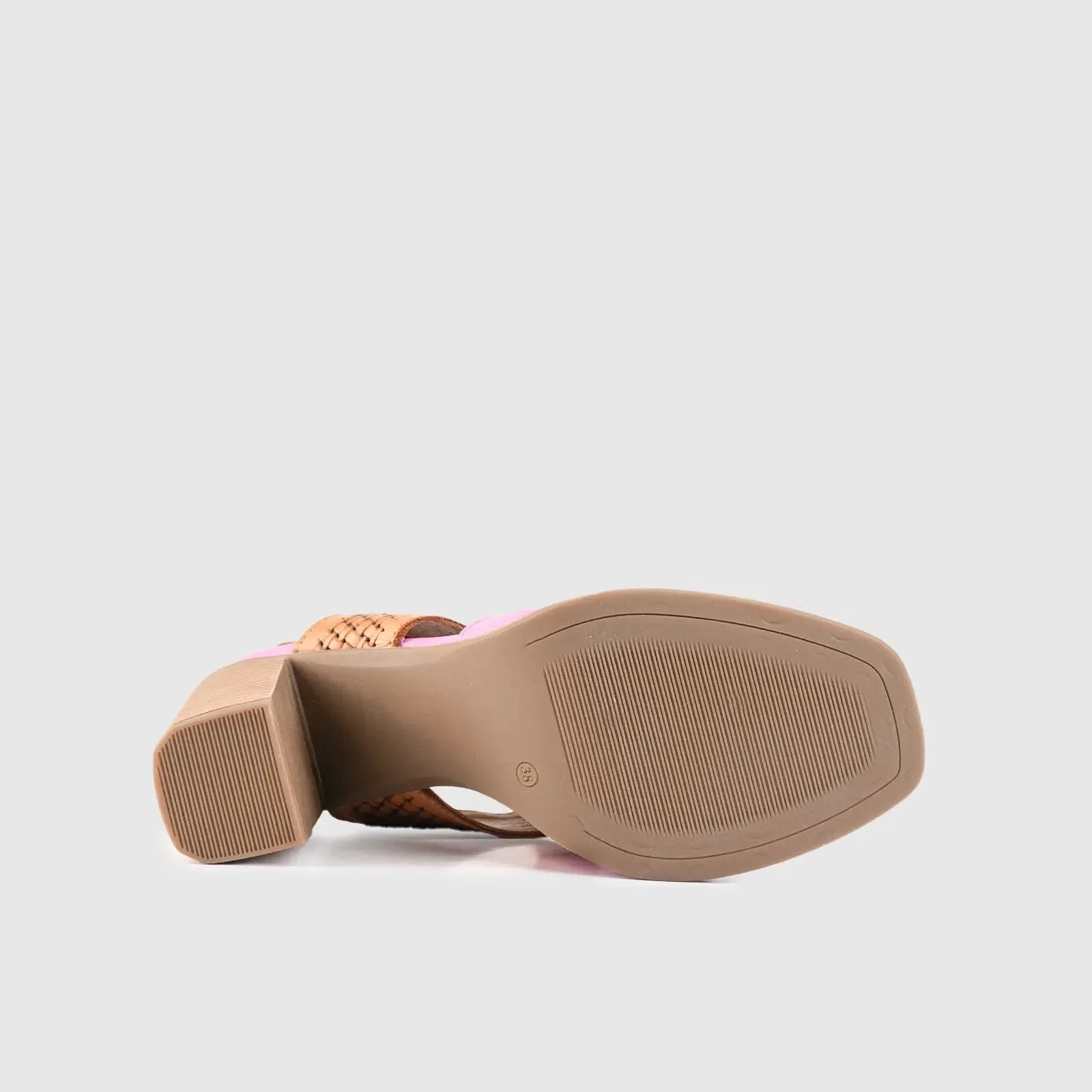 Leather Comfort High Heel Sandal Pink/Brown 8335