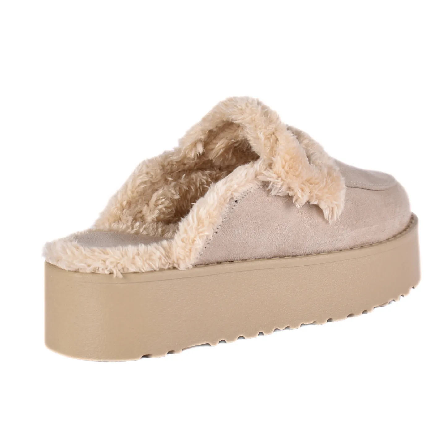 Leather Slip On Fur Loafers
