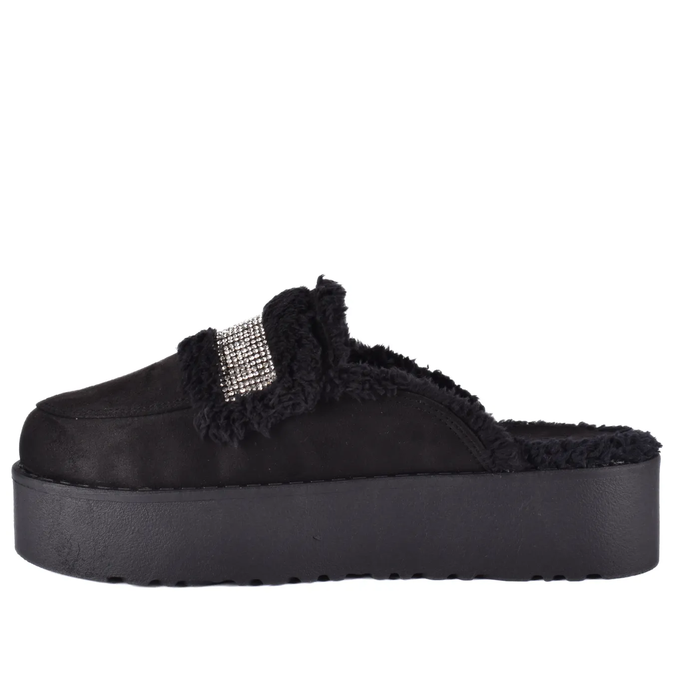 Leather Slip On Fur Loafers