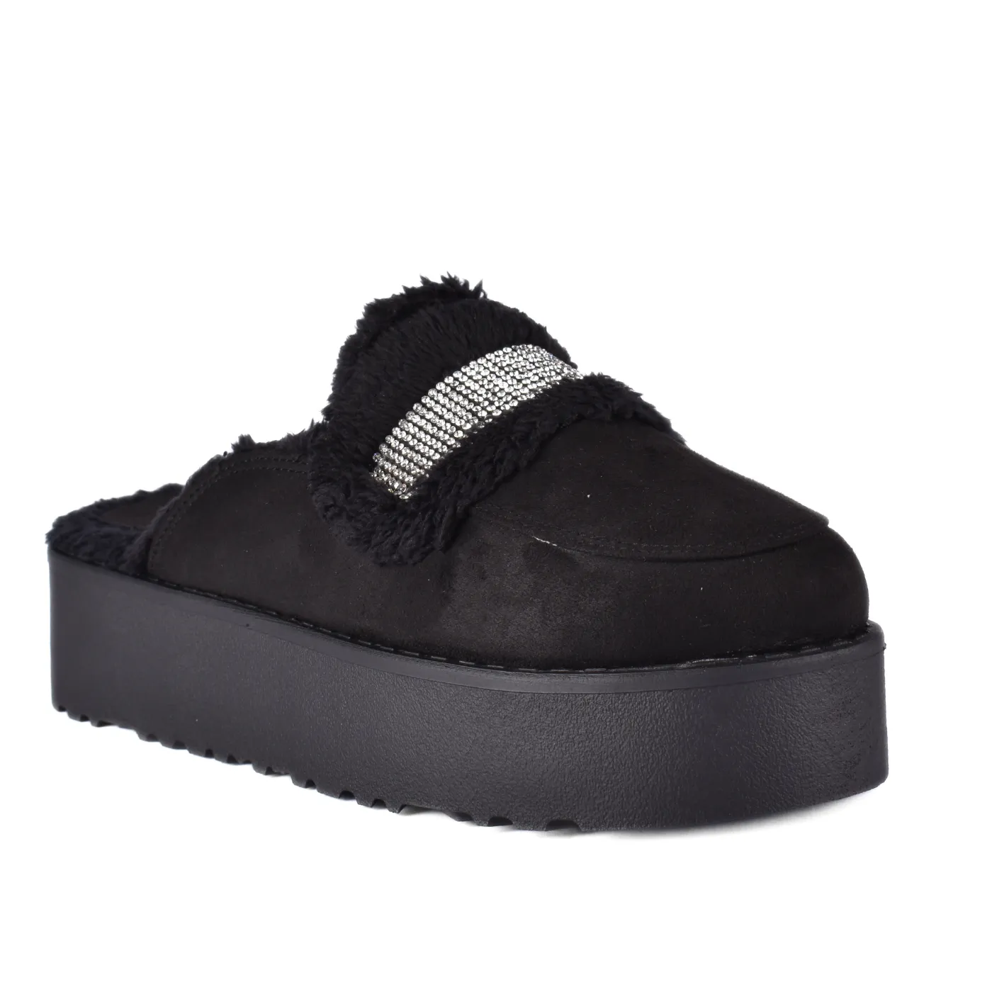 Leather Slip On Fur Loafers
