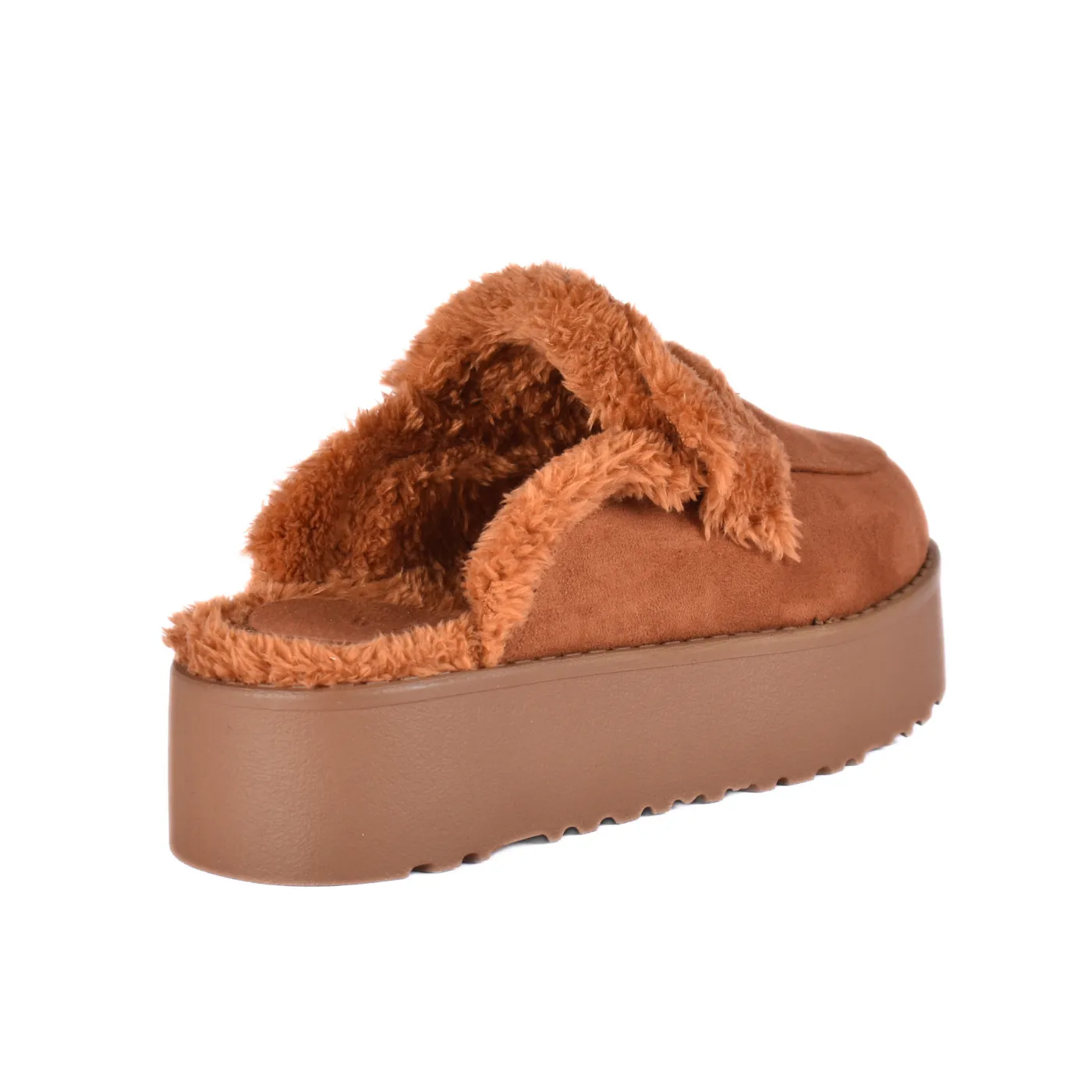 Leather Slip On Fur Loafers
