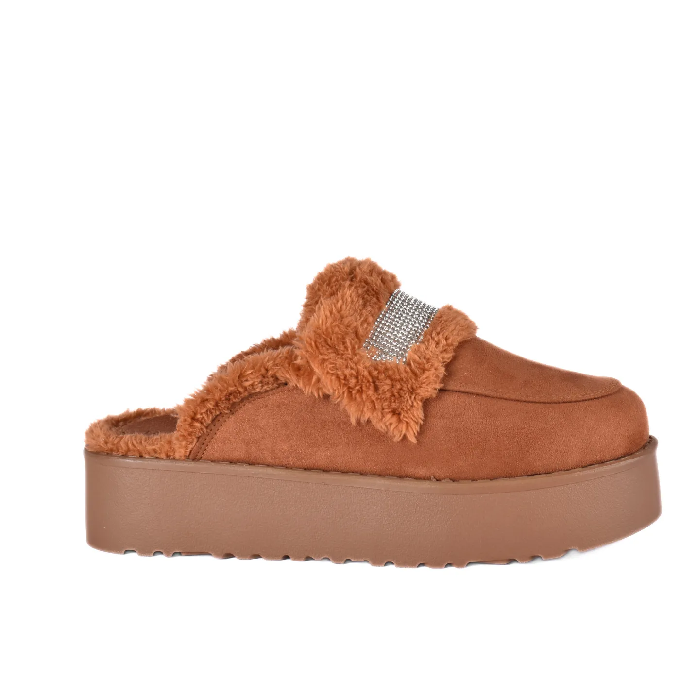 Leather Slip On Fur Loafers