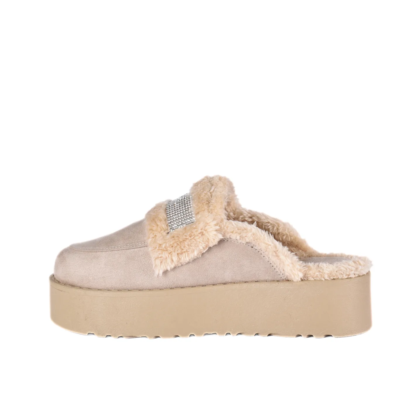 Leather Slip On Fur Loafers