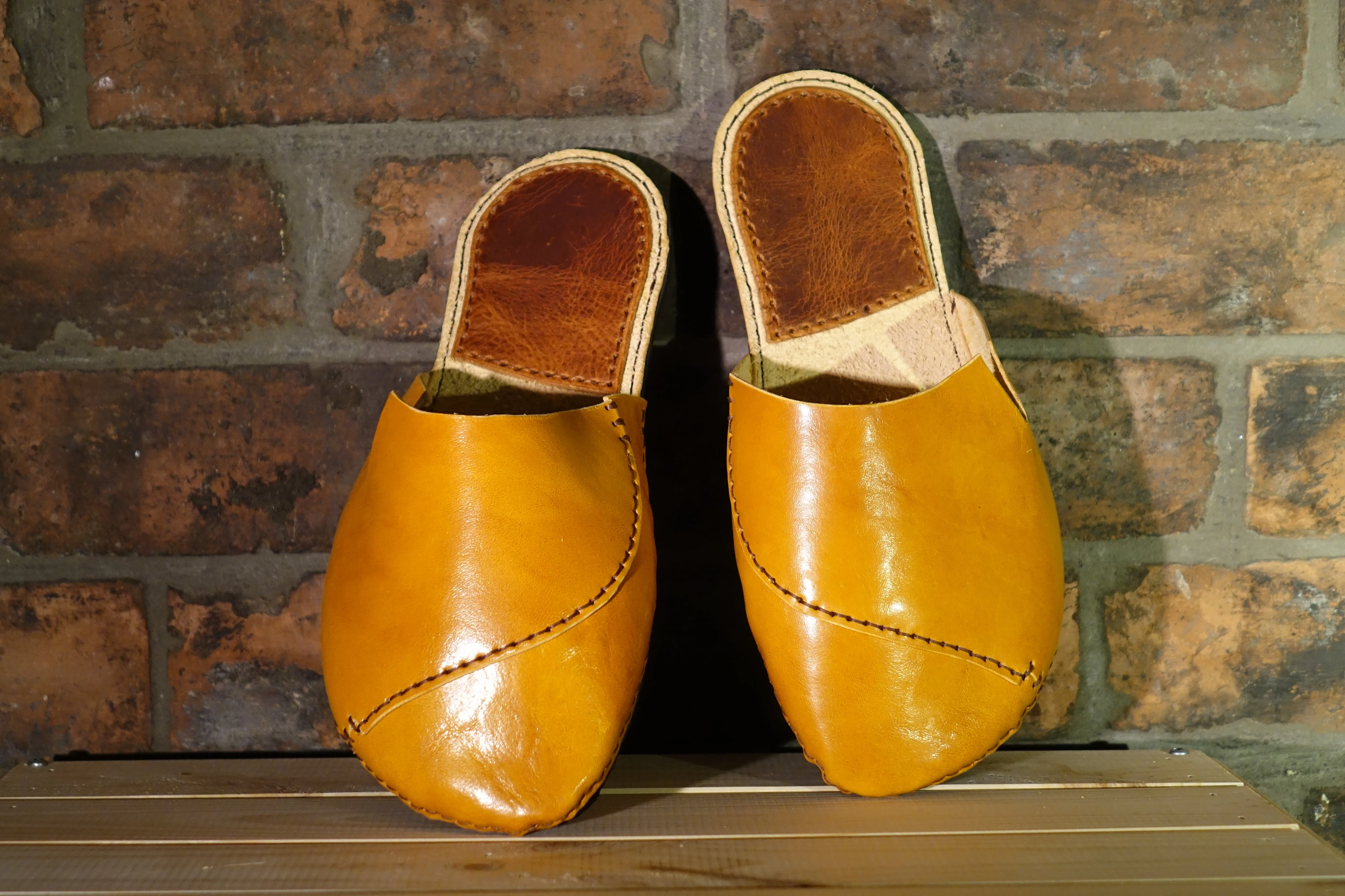 Leather Slippers - Top Quality Leather - Handmade -Rubber Soles