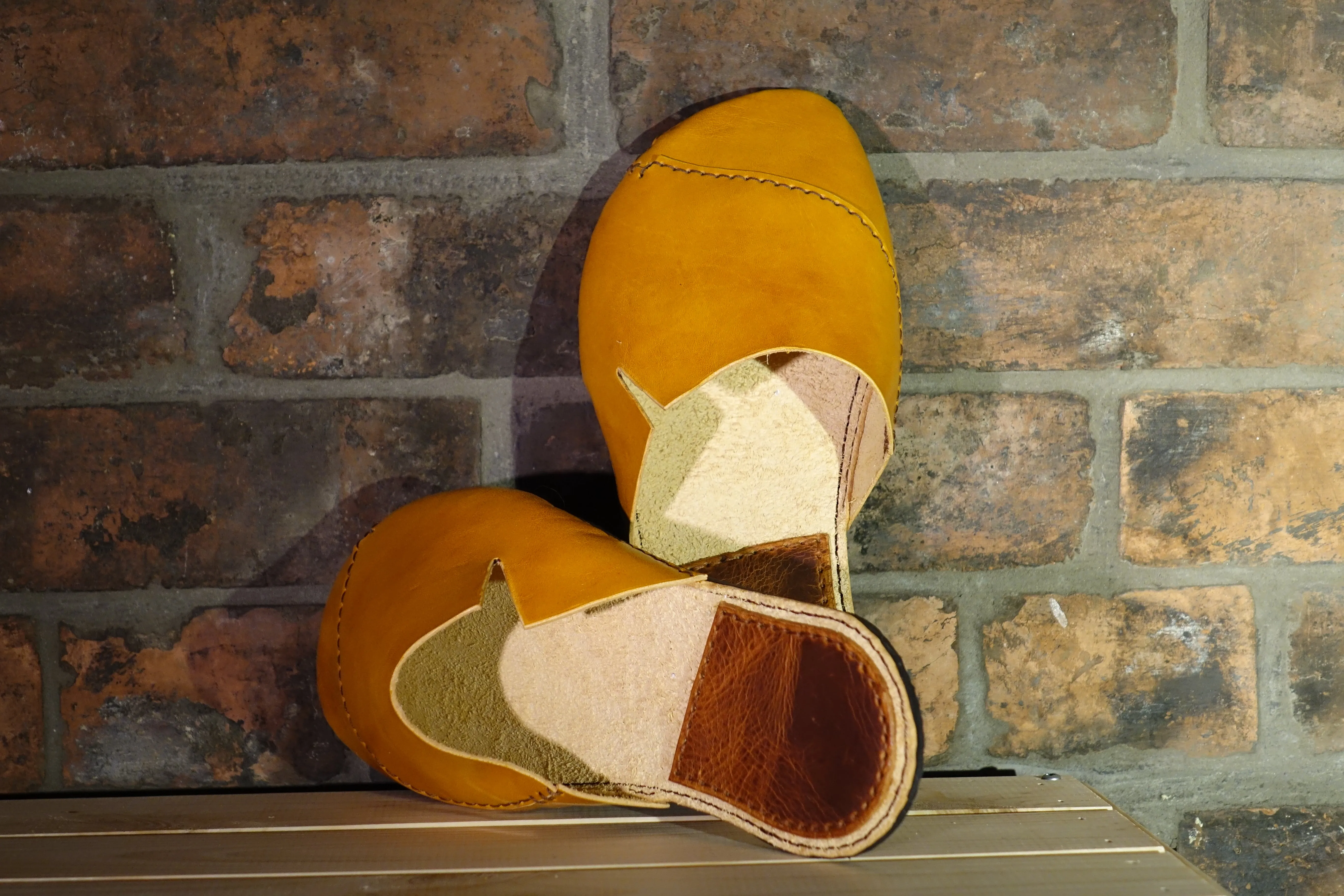 Leather Slippers - Top Quality Leather - Handmade -Rubber Soles
