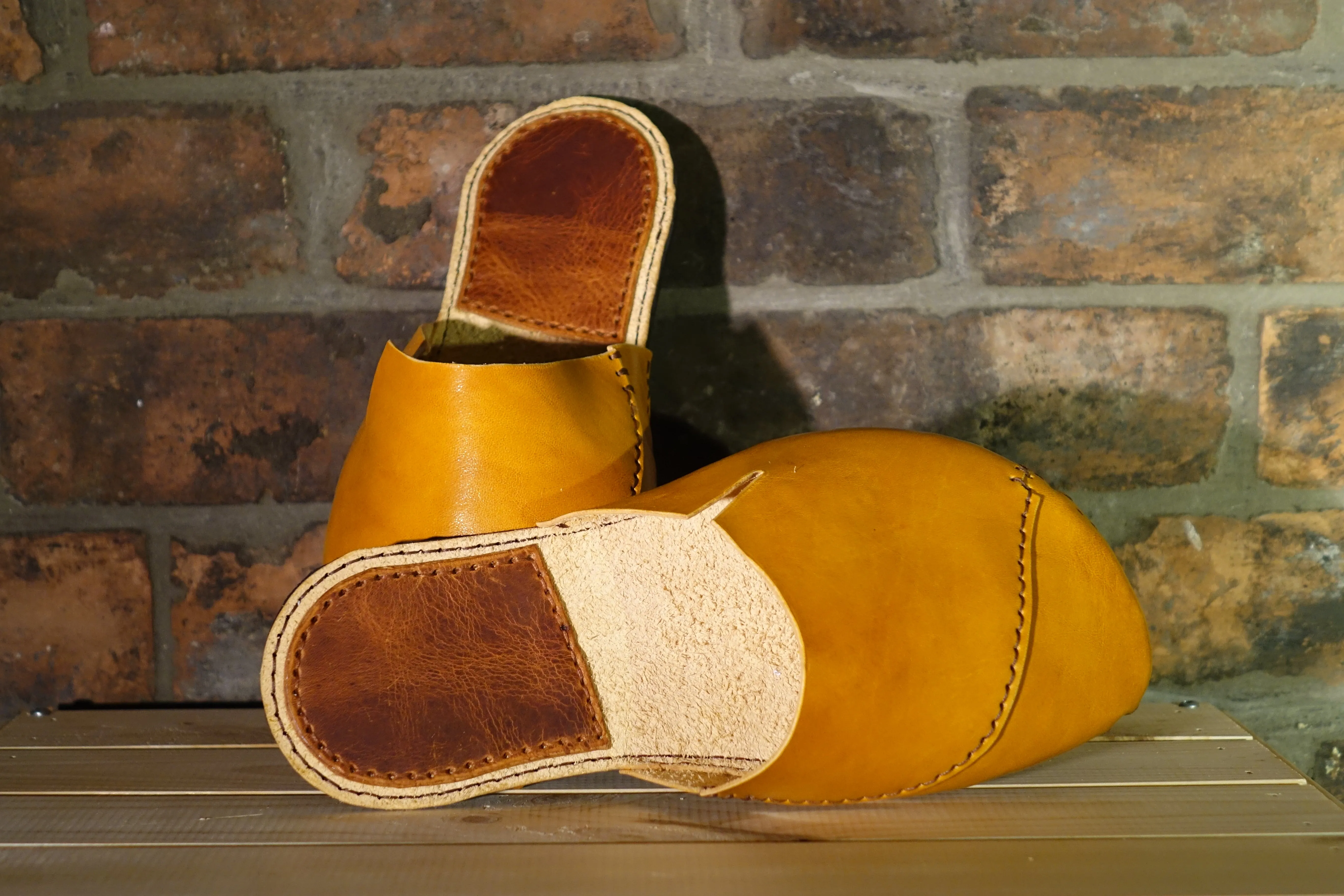Leather Slippers - Top Quality Leather - Handmade -Rubber Soles