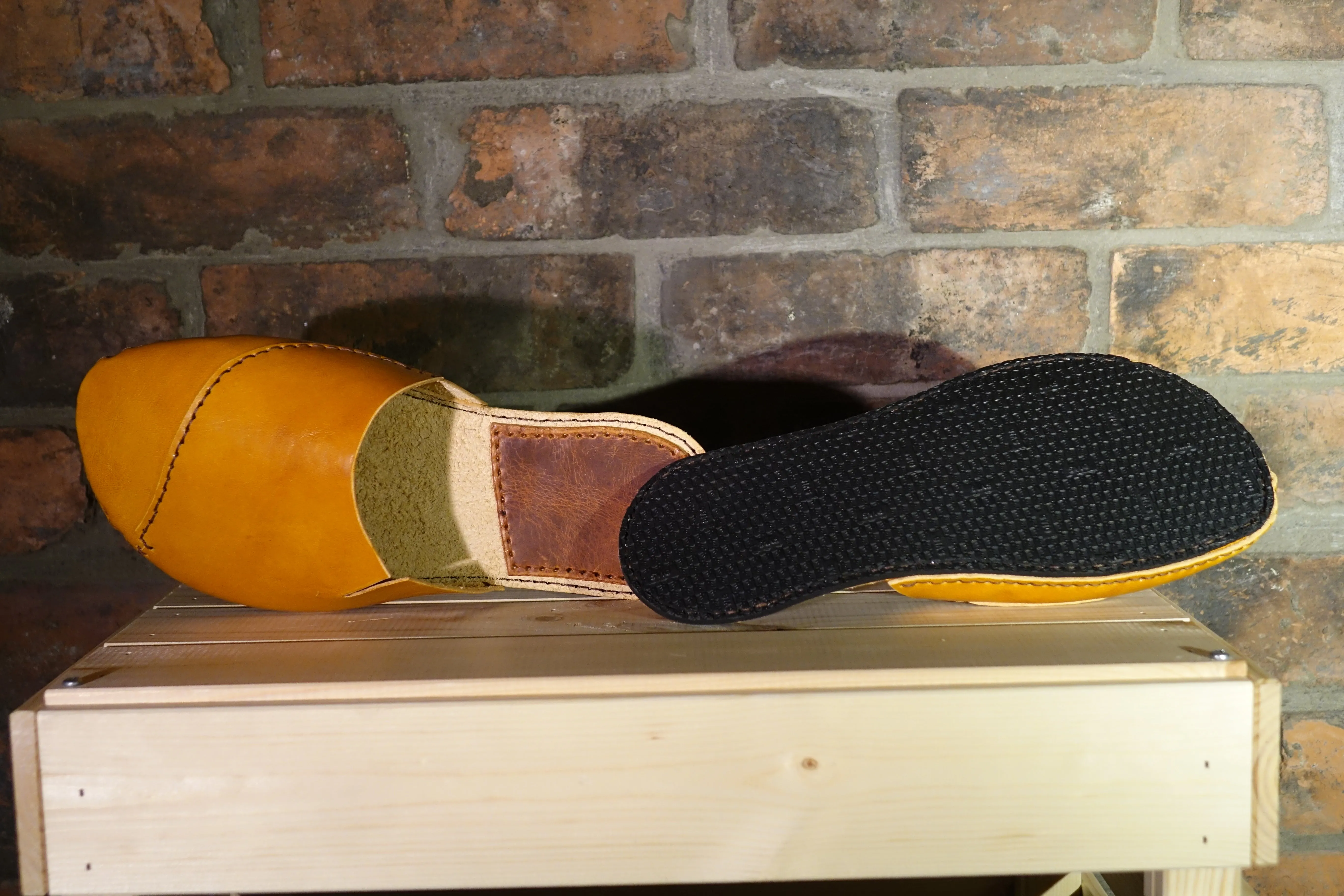 Leather Slippers - Top Quality Leather - Handmade -Rubber Soles