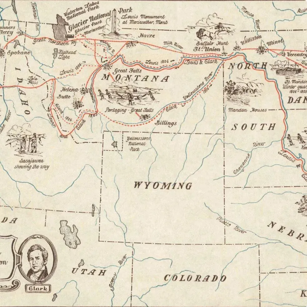 Lewis & Clark Expedition 1804-1806 Panoramic Map Wall Poster