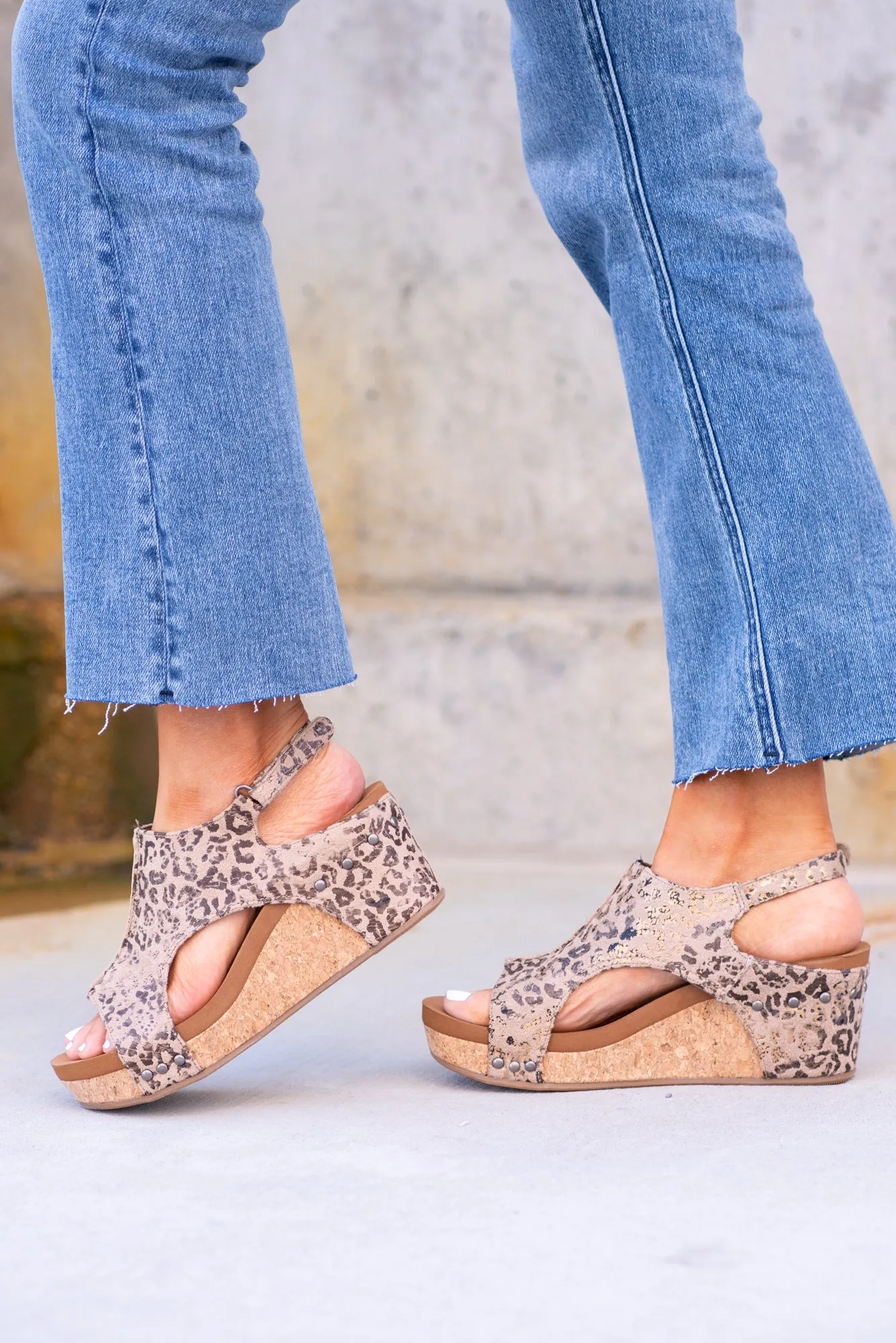 Liberty 2 Wedge Sandals - Taupe Leopard
