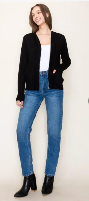 Lightweight, hooded cardigan