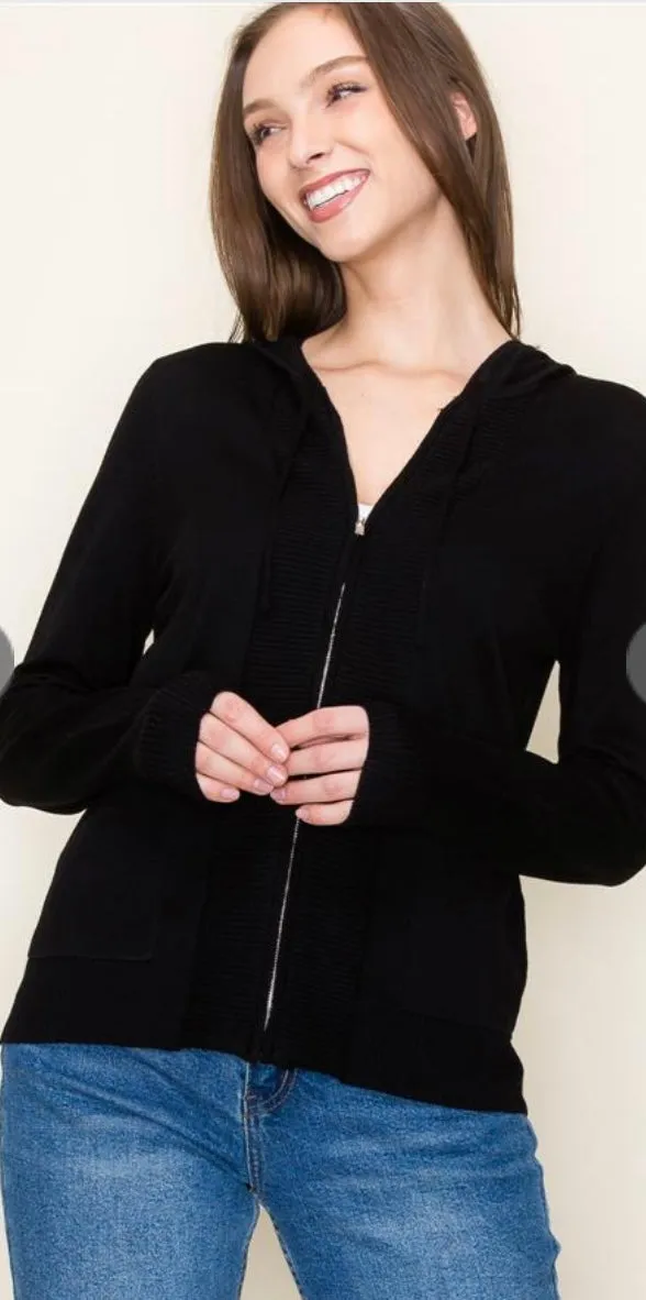 Lightweight, hooded cardigan