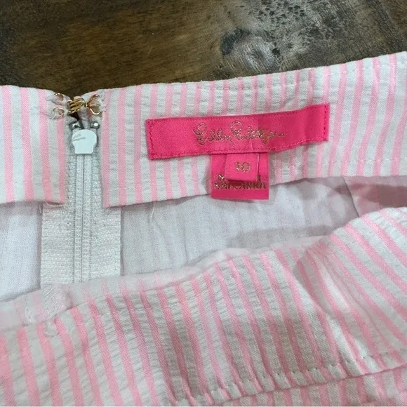 Lilly Pulitzer Faye Seersucker Capri Coral Pink Preppy Ruffle Feminine Skort 10