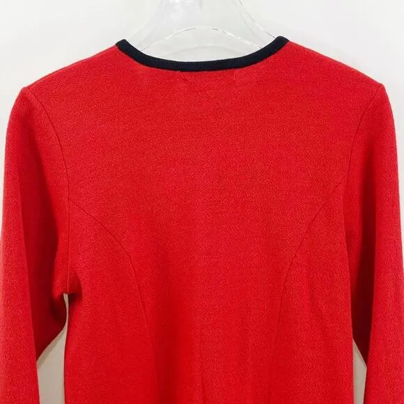 LIZ CLAIBORNE Red Wool Blend Gold Button Cardigan Sweater