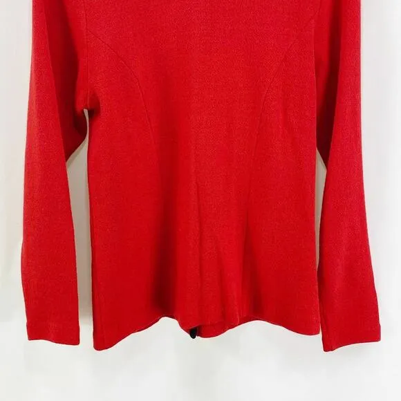 LIZ CLAIBORNE Red Wool Blend Gold Button Cardigan Sweater