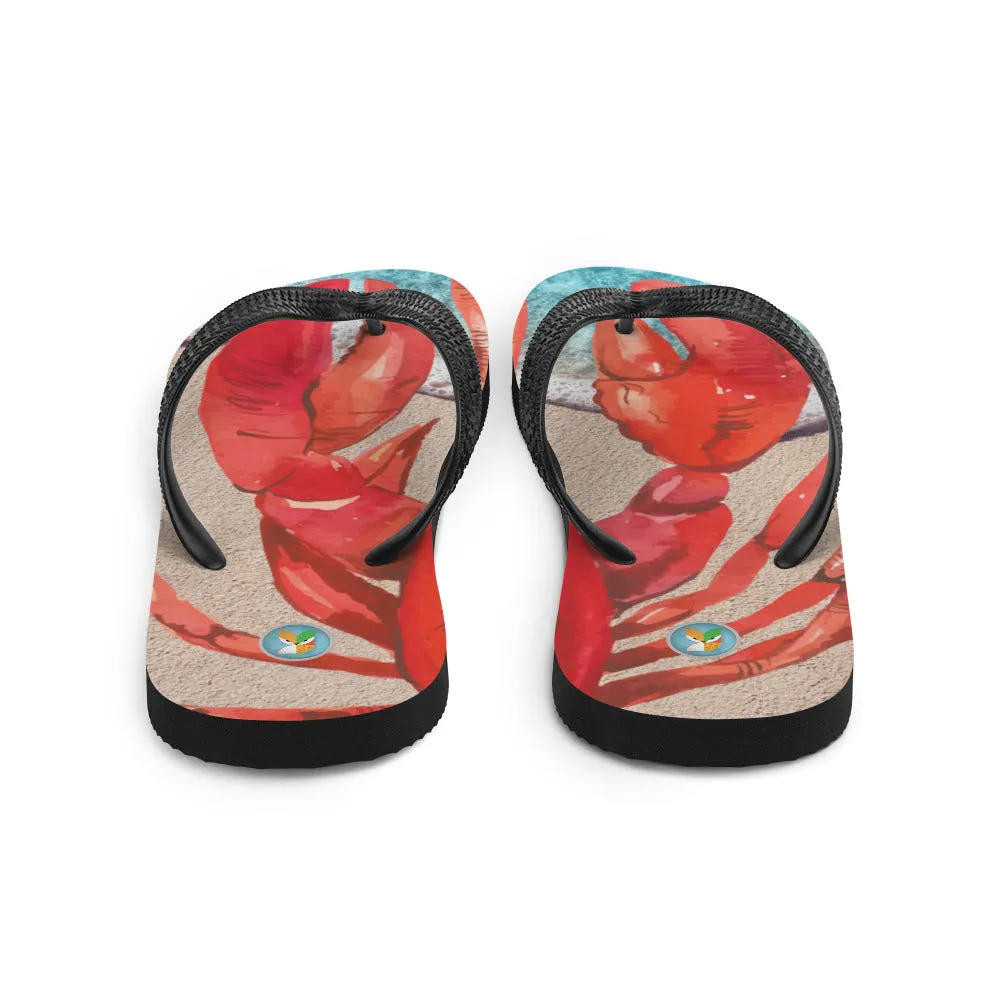 Lobster on the Beach - Unisex Flip-Flops