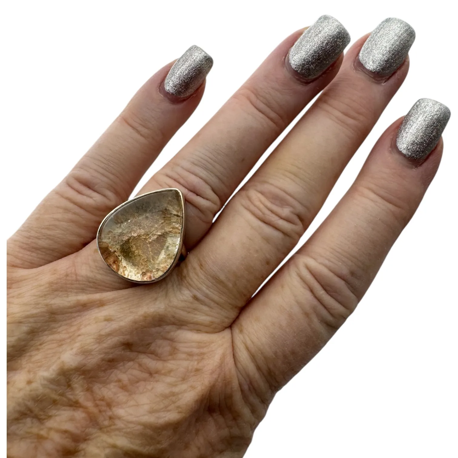 Lodolite Garden Quartz Solid 925 Sterling Silver Ring 7