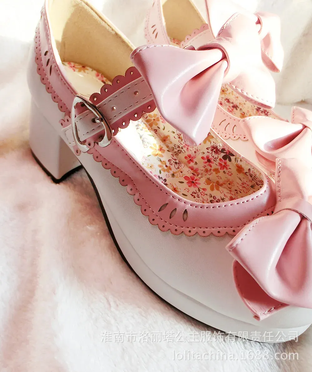 Lolita Doll Thick Heel High Strawberry Sweet Shoes
