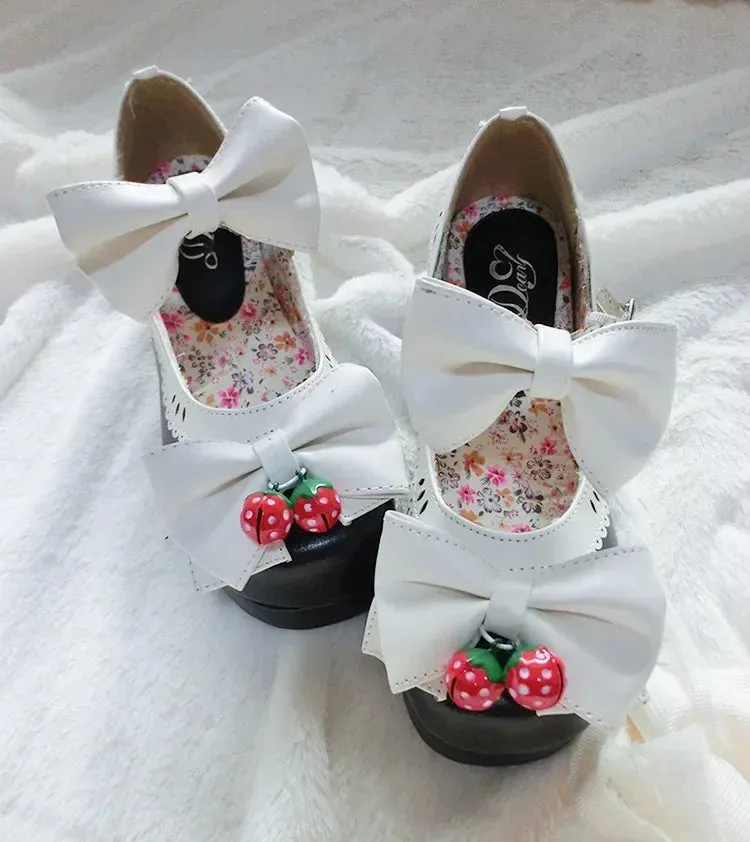 Lolita Doll Thick Heel High Strawberry Sweet Shoes