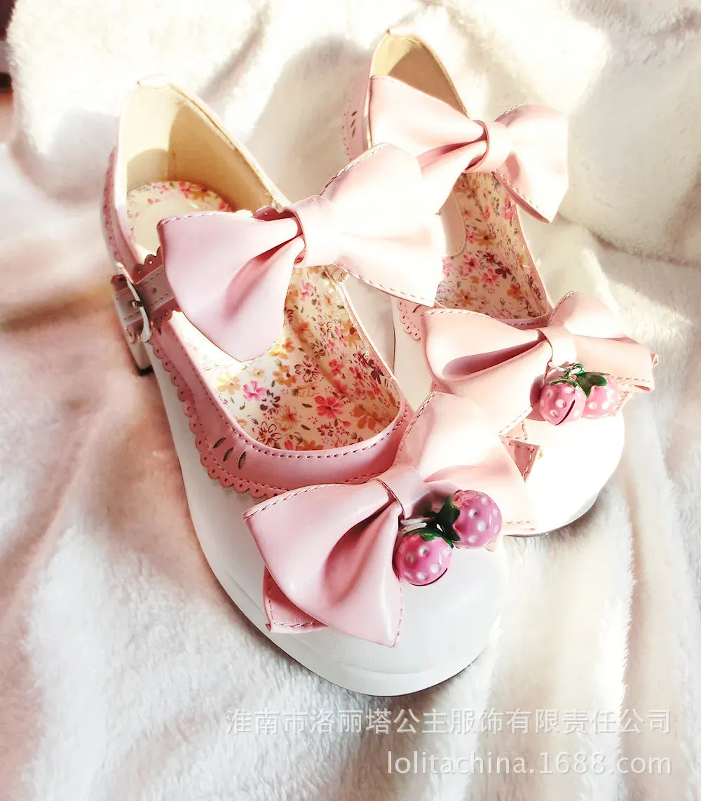 Lolita Doll Thick Heel High Strawberry Sweet Shoes