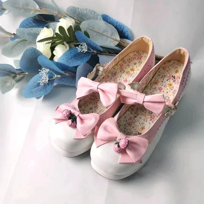 Lolita Doll Thick Heel High Strawberry Sweet Shoes