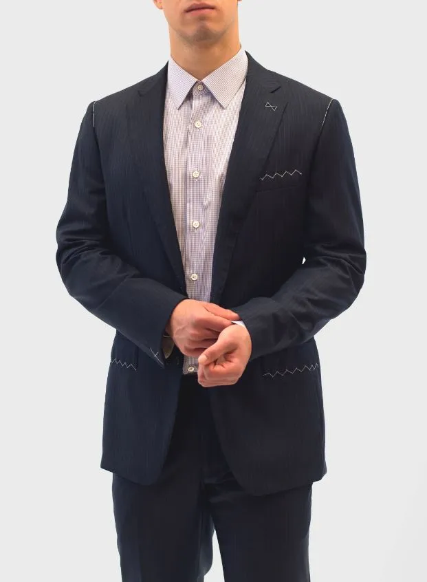 Loro Piana Classic Navy Blue Pinstripe Suit