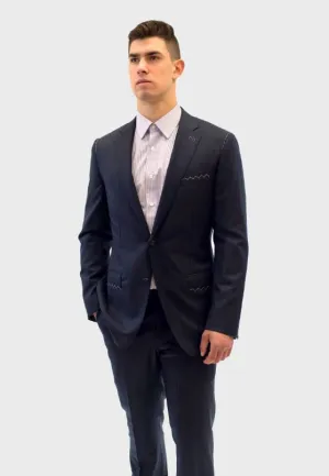 Loro Piana Classic Navy Blue Pinstripe Suit