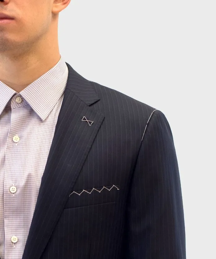 Loro Piana Classic Navy Blue Pinstripe Suit
