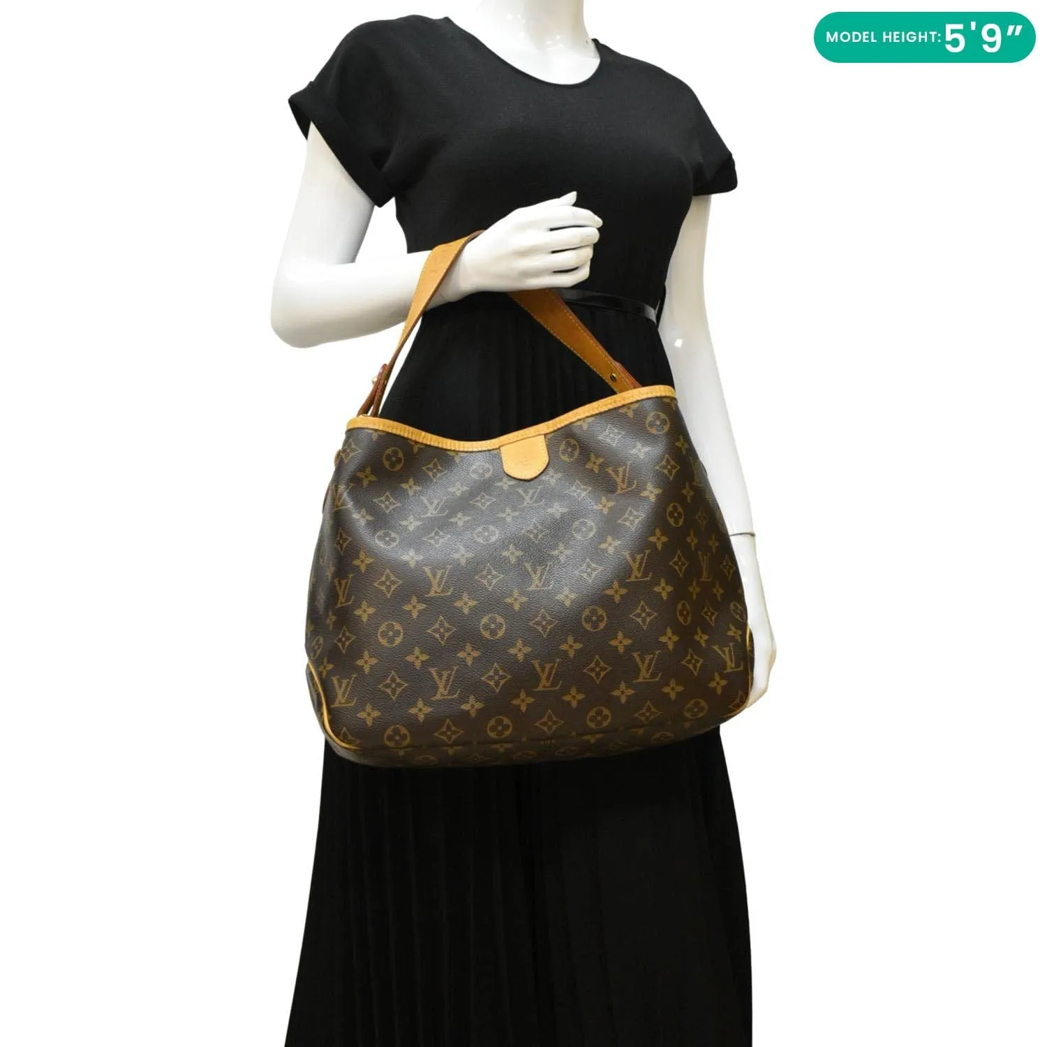 LOUIS VUITTON Delightful PM Monogram Canvas Hobo Bag Brown