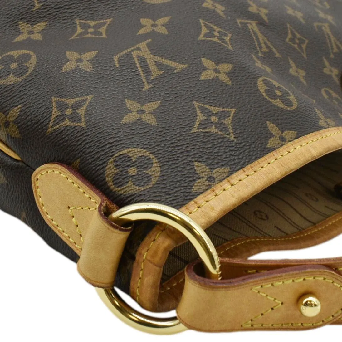 LOUIS VUITTON Delightful PM Monogram Canvas Hobo Bag Brown