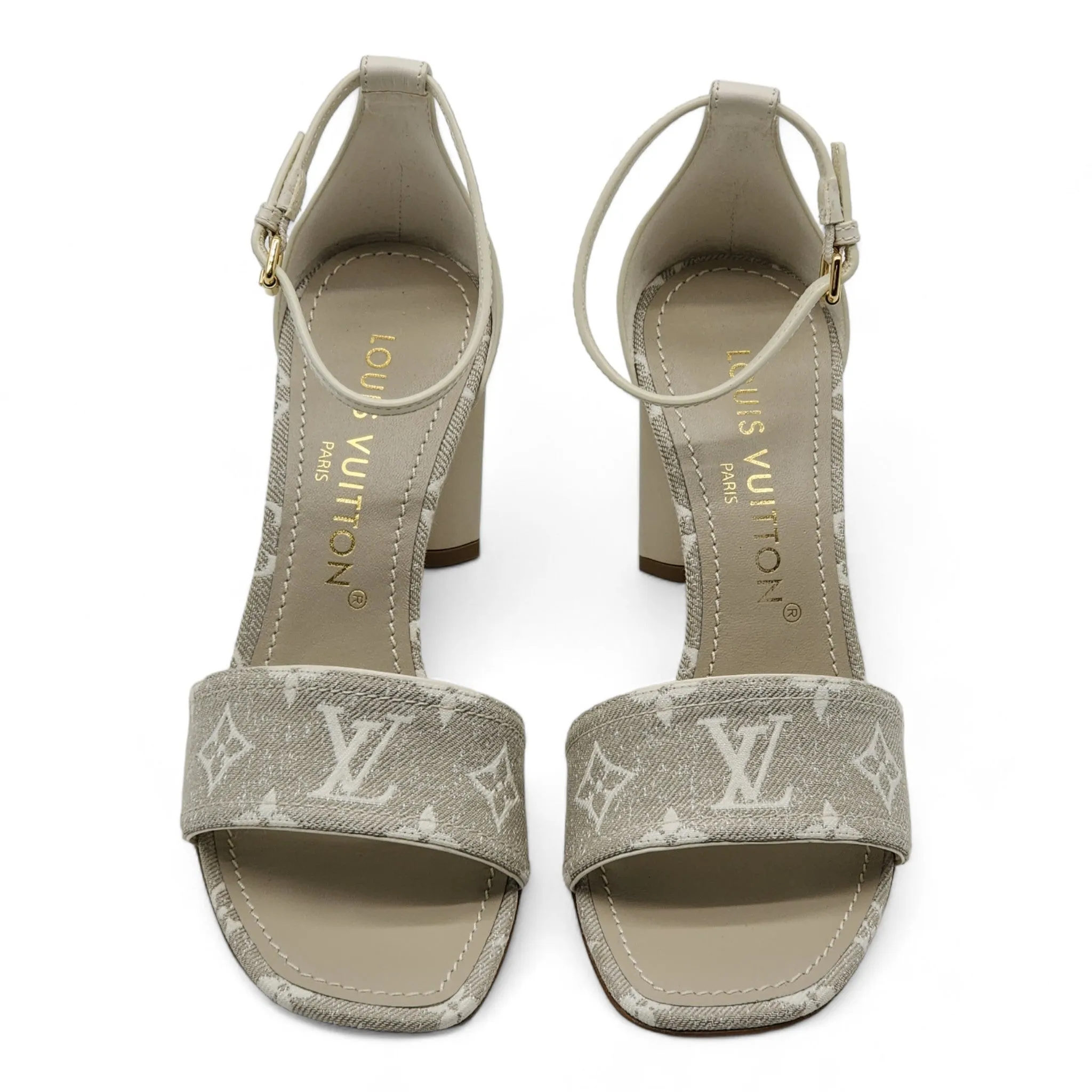 Louis Vuitton Monogram Denim Silhouette Sandals in Ivory (36.5)