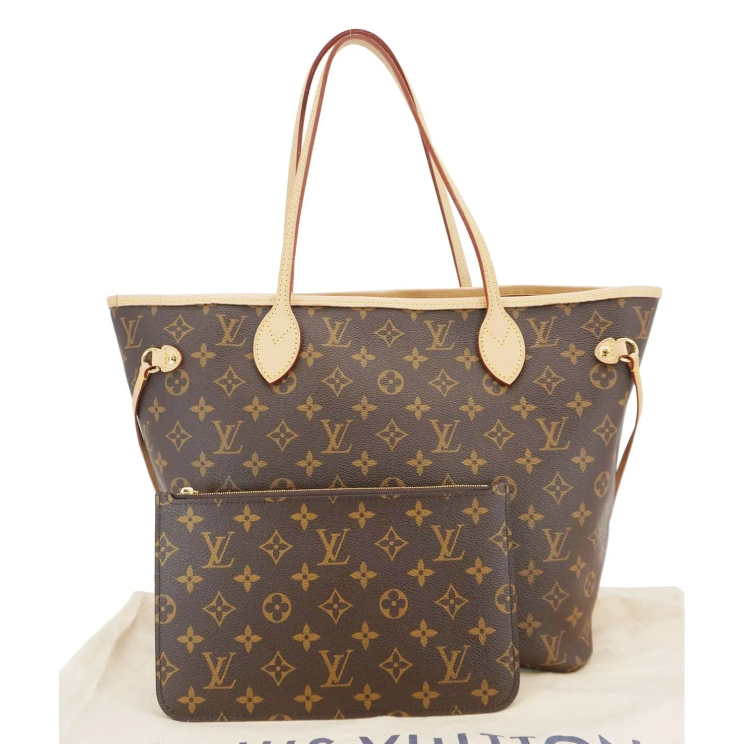 LOUIS VUITTON Neverfull MM Monogram Canvas Tote Bag Brown