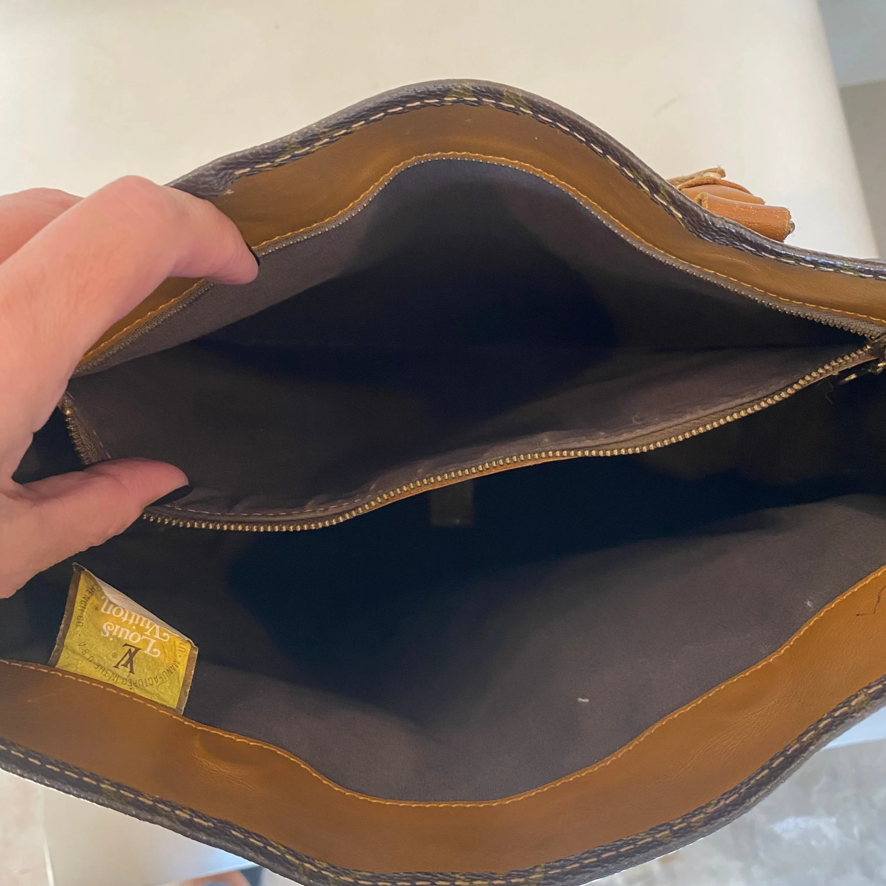 LOUIS VUITTON Vintage Sac Plat Brown Monogram Canvas Tote