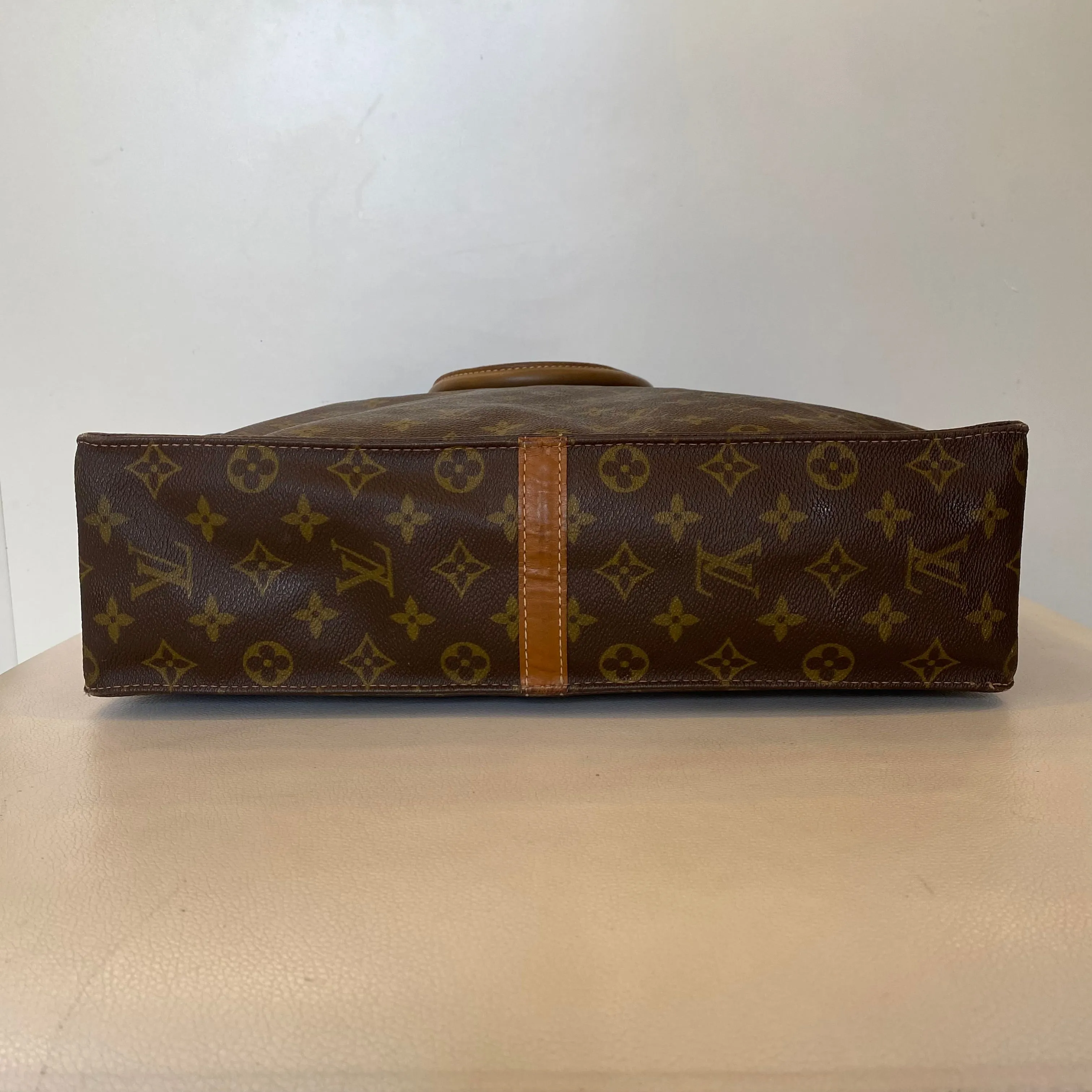 LOUIS VUITTON Vintage Sac Plat Brown Monogram Canvas Tote