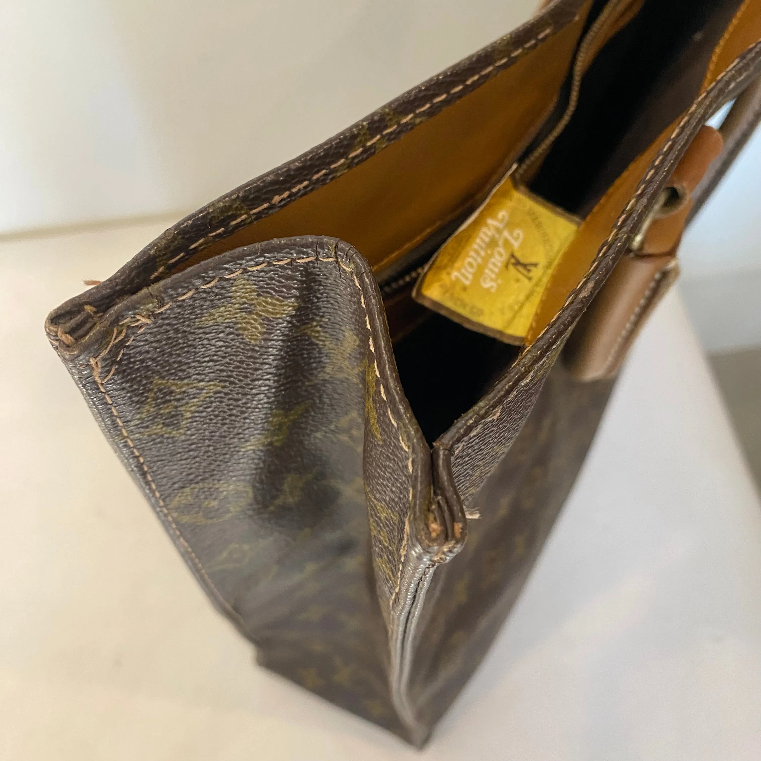 LOUIS VUITTON Vintage Sac Plat Brown Monogram Canvas Tote