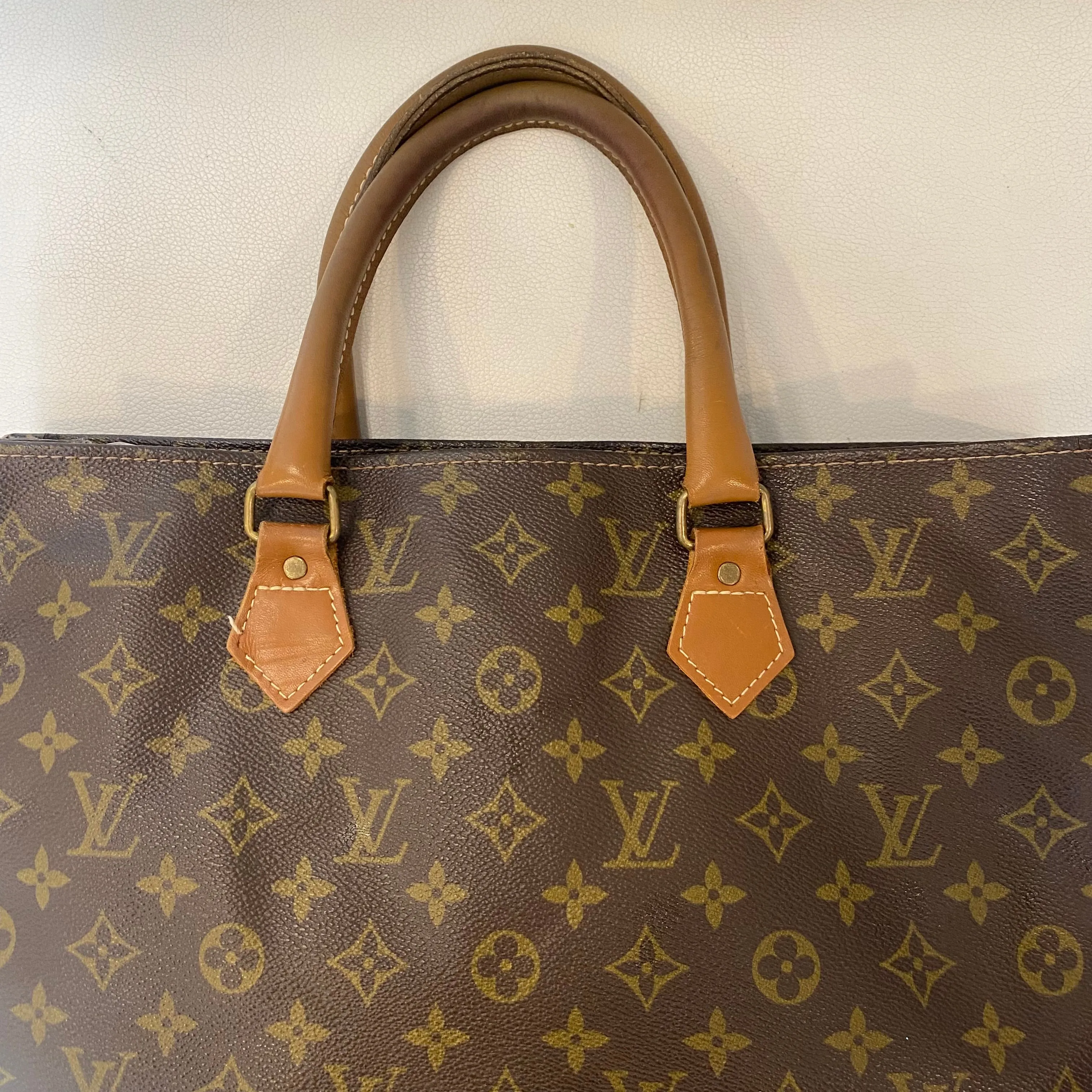 LOUIS VUITTON Vintage Sac Plat Brown Monogram Canvas Tote