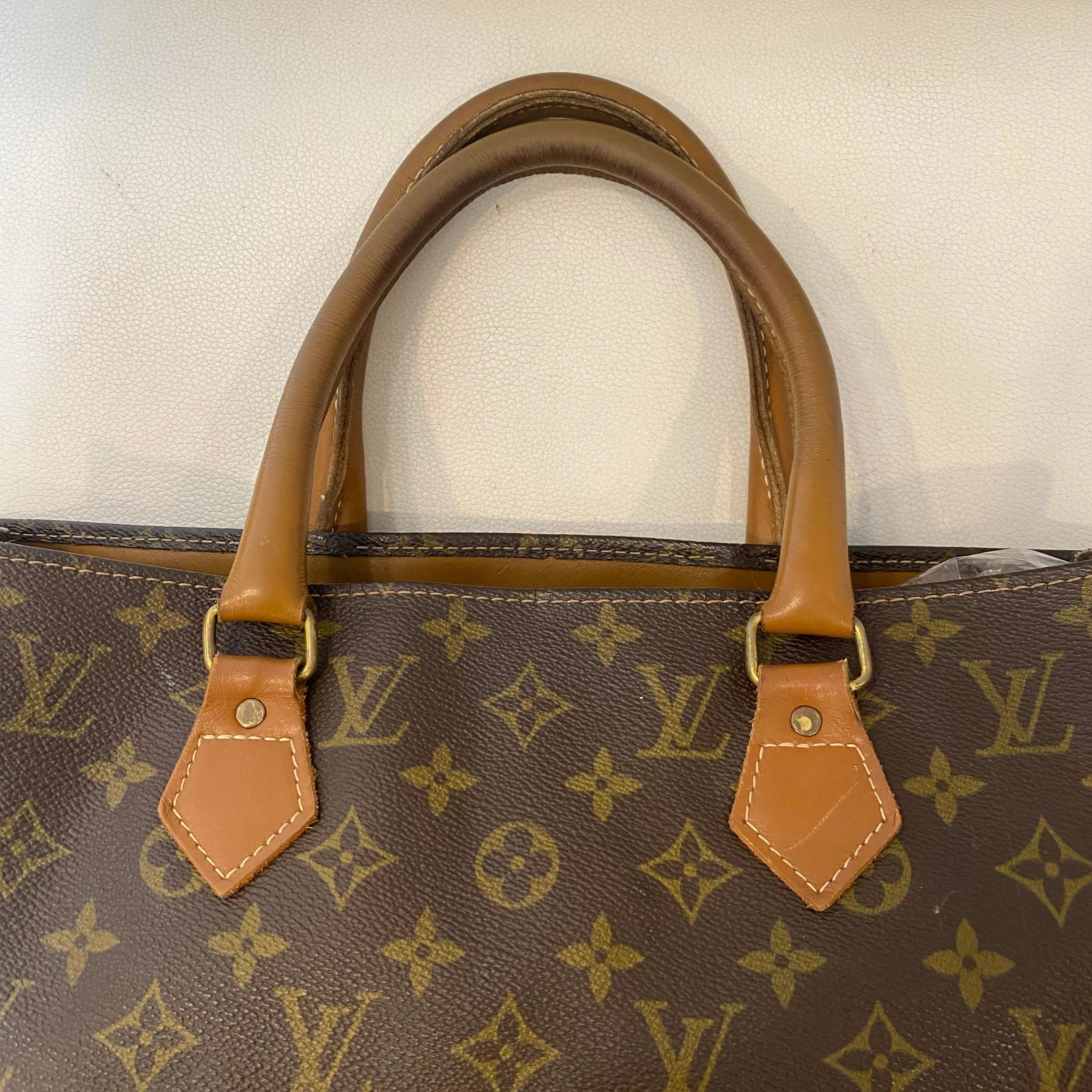 LOUIS VUITTON Vintage Sac Plat Brown Monogram Canvas Tote