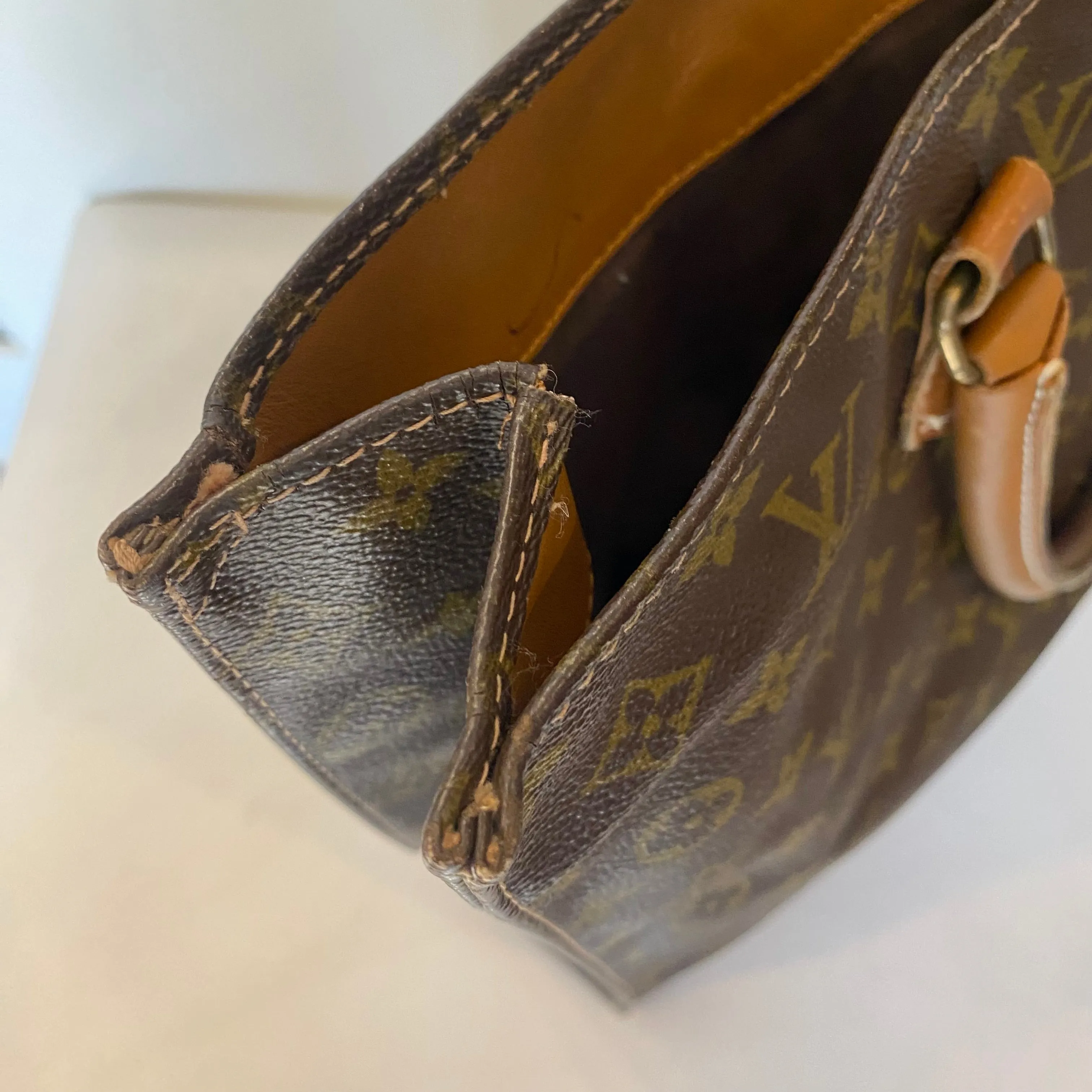 LOUIS VUITTON Vintage Sac Plat Brown Monogram Canvas Tote
