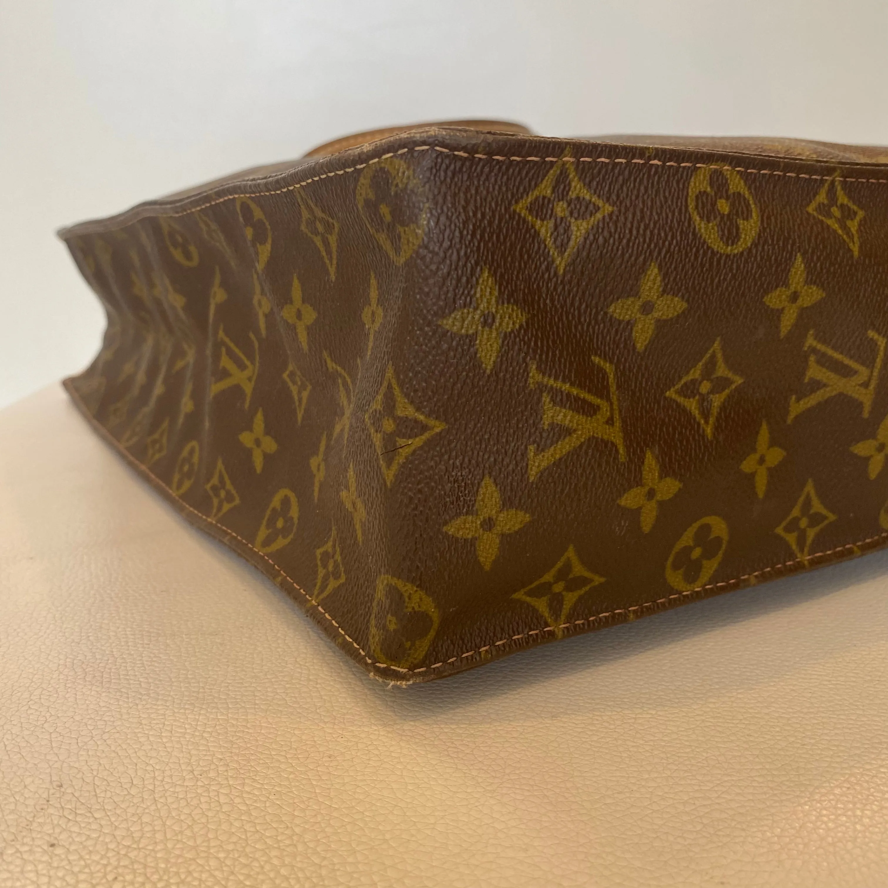 LOUIS VUITTON Vintage Sac Plat Brown Monogram Canvas Tote