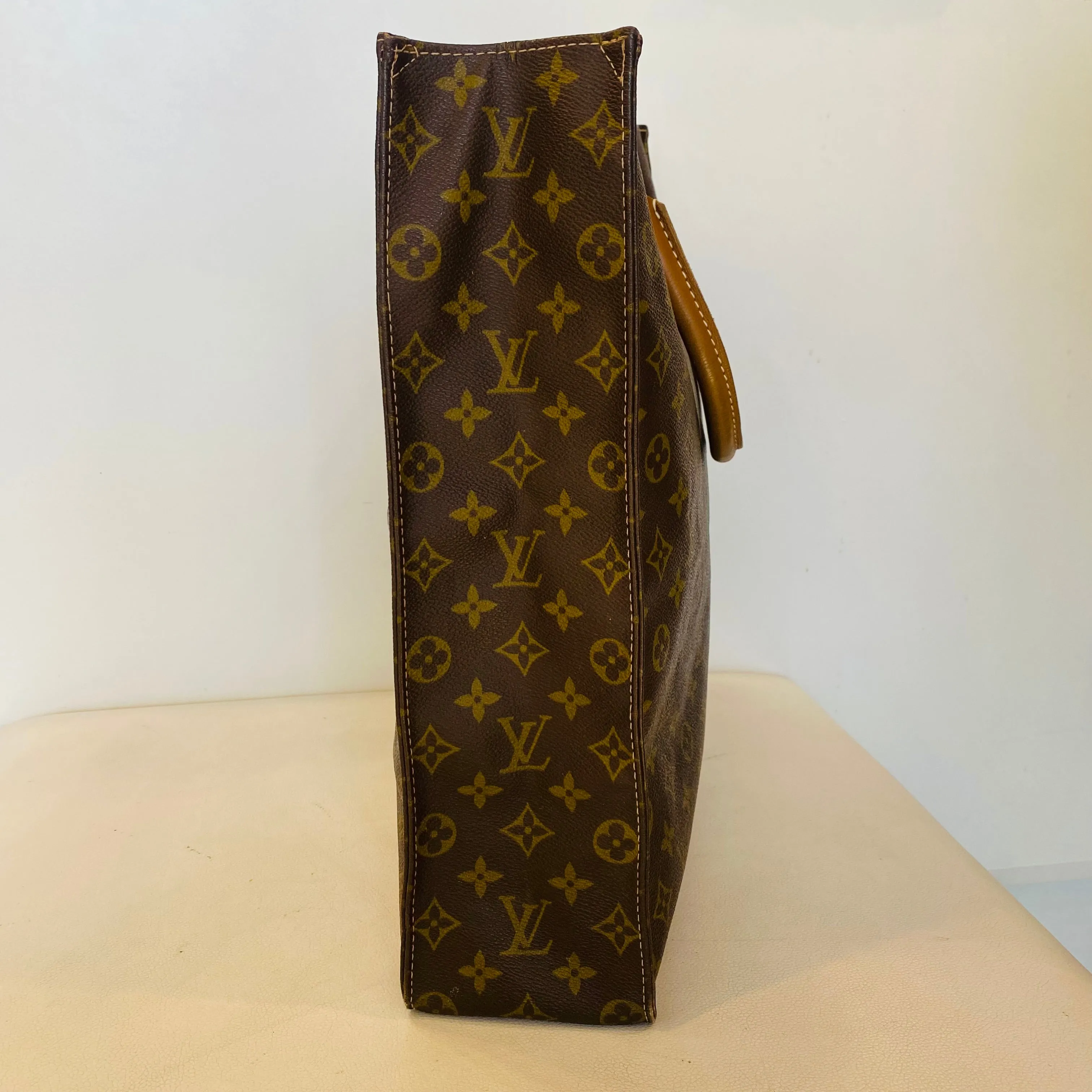LOUIS VUITTON Vintage Sac Plat Brown Monogram Canvas Tote