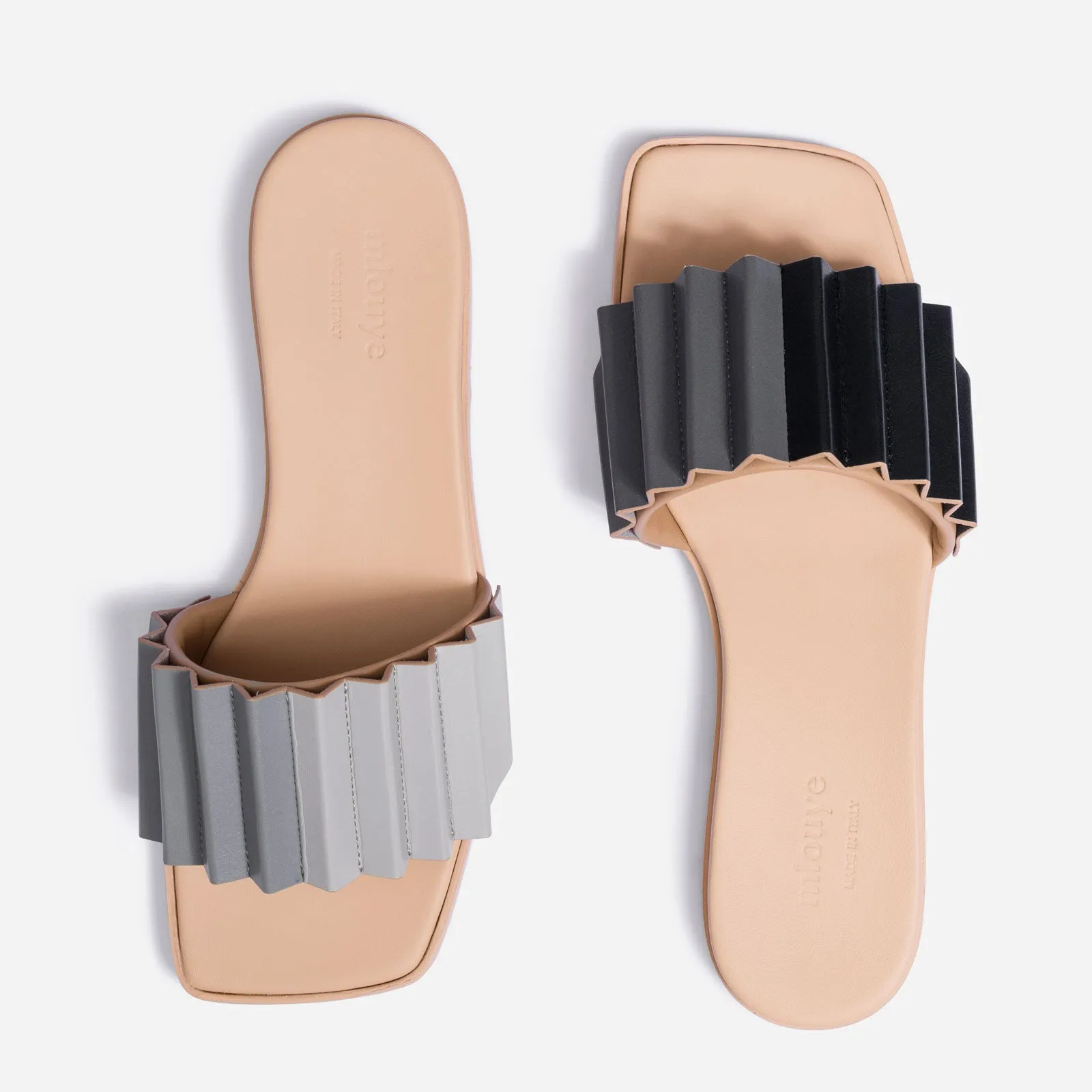 Louise Slide Sandal - Black & Gray