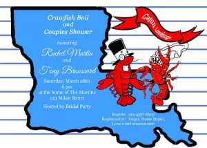 LOUISIANA BRIDE AND GROOM CRAWFISH CUSTOM INVITATION
