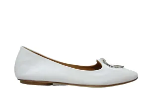 Love Bruglia Women’s White Leather Heart Flat Shoe 7324