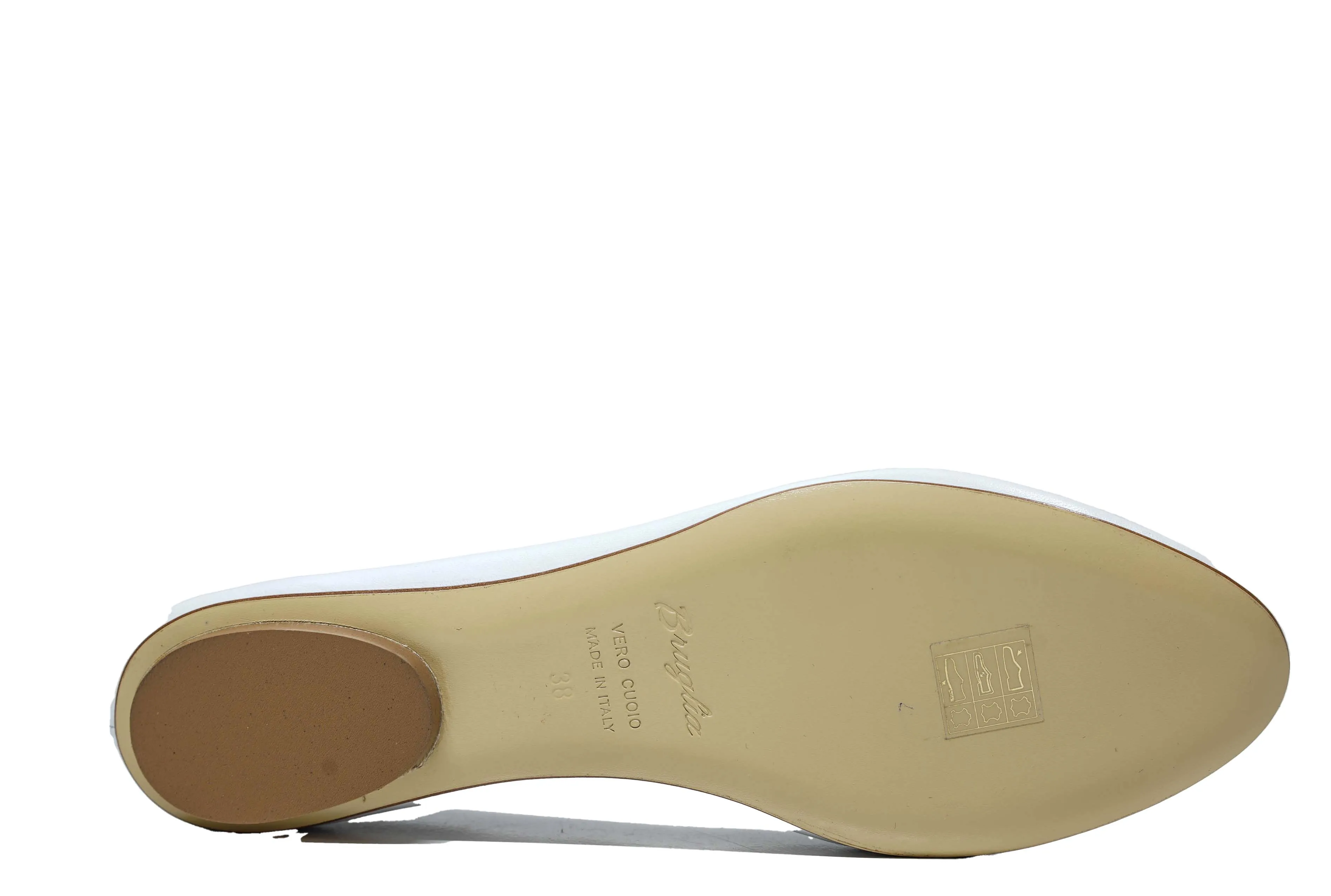 Love Bruglia Women’s White Leather Heart Flat Shoe 7324
