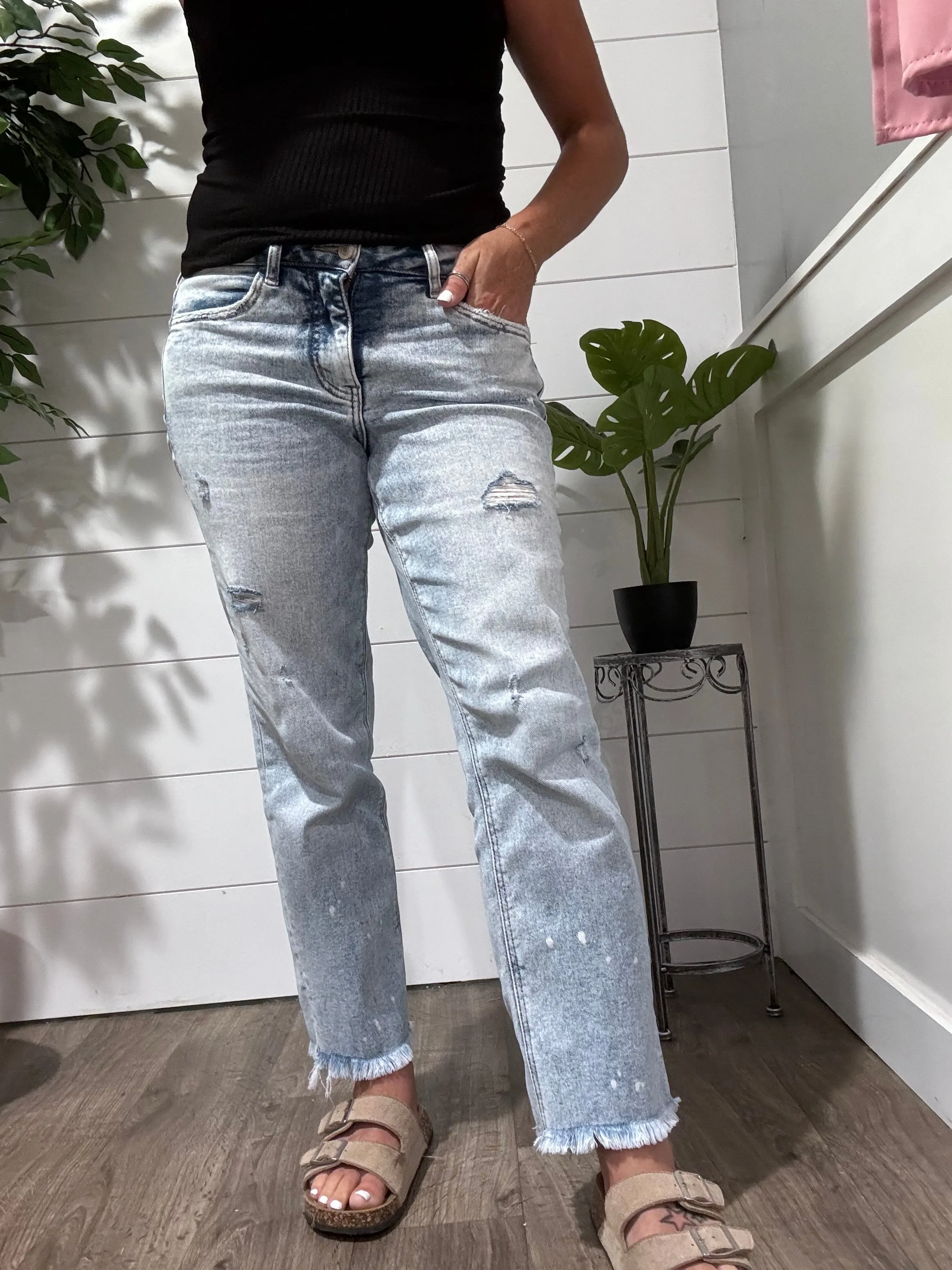 Lovervet Tummy Control Straight Jeans - Lucy Wash
