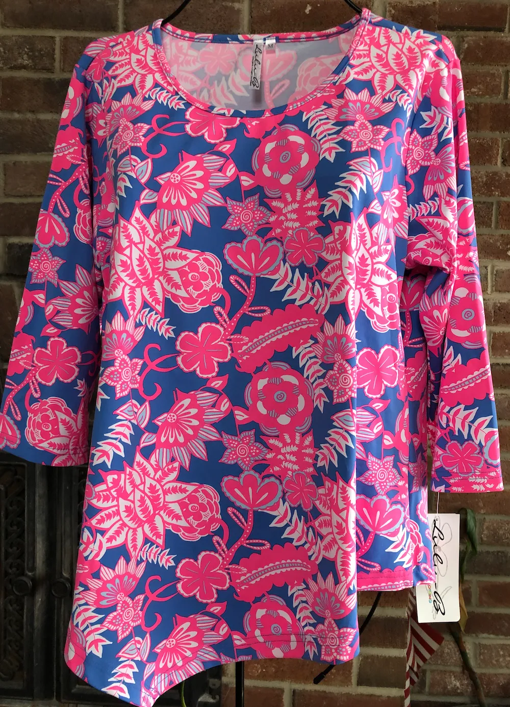 LuLu B Asymmetrical 3/4 Sleeve Shirt with UPF 50  and Coolant in the Fabric
