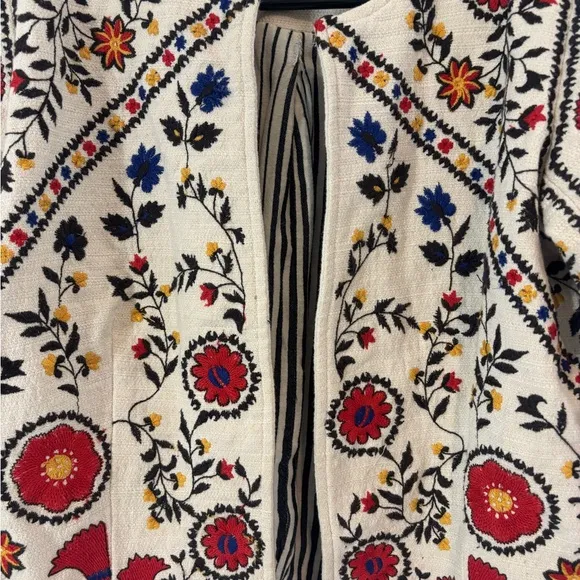 Maeve by Anthropologie XS Kirian Embroidered Crop Jacket Spring Business Casual